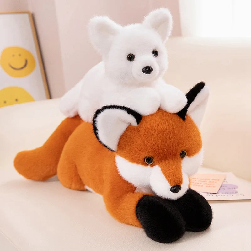 45cm-90cm Cute Simulation Foxes Plush Toy Fluffy Lying Pillow Stuffed Fox Backrest Sleeping Doll Room Decoration Birthday Gift