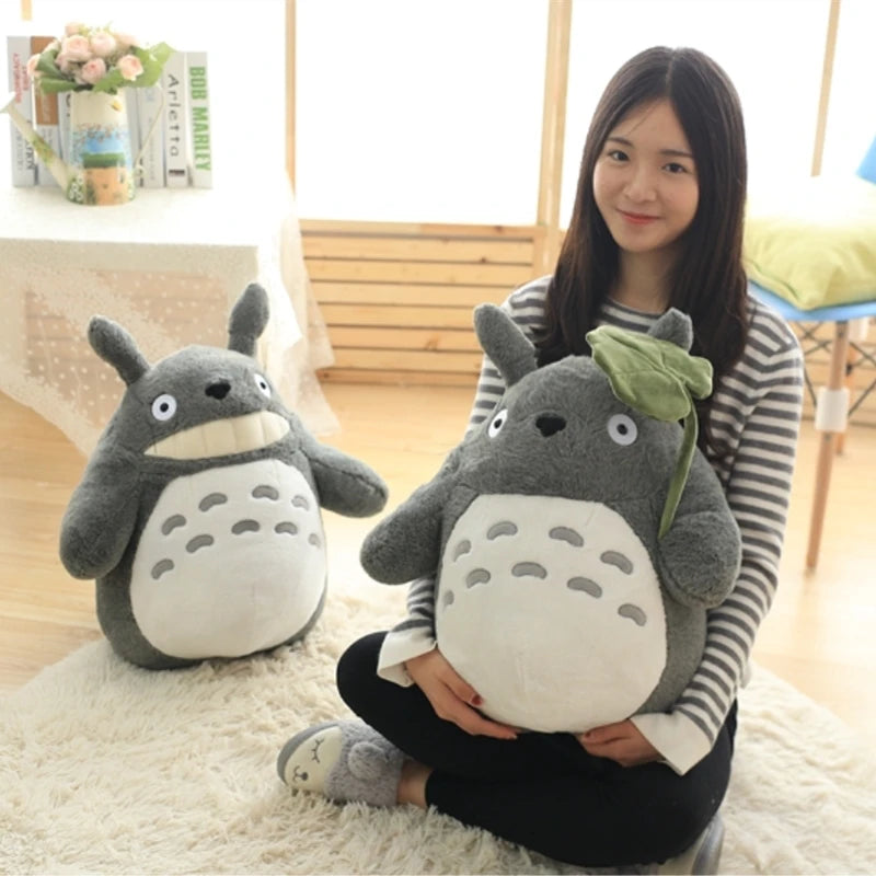 Cartoon Laugh Heartily Totoro Plush Toy Stuffed Movie Anime Totoro Lotus Leaf Plushies Lovely Pillow Japanese Style Doll Gifts