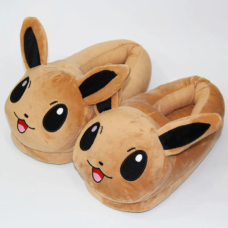 New Winter Anime Pokemon Pikachu Eevee Umbreon Simpson Kawaii Plush Soft Toys Adult Children Warm Slippers Home Indoor Shoes