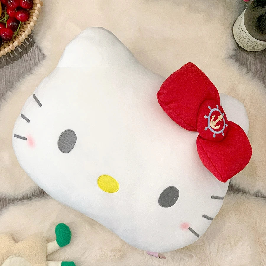 Sanrio Original Hello Kitty Plush Toy Stuffed Cartoon Seafarer Hello Kitty Plushies Cute Japanese Style White Cat Pillow Gifts