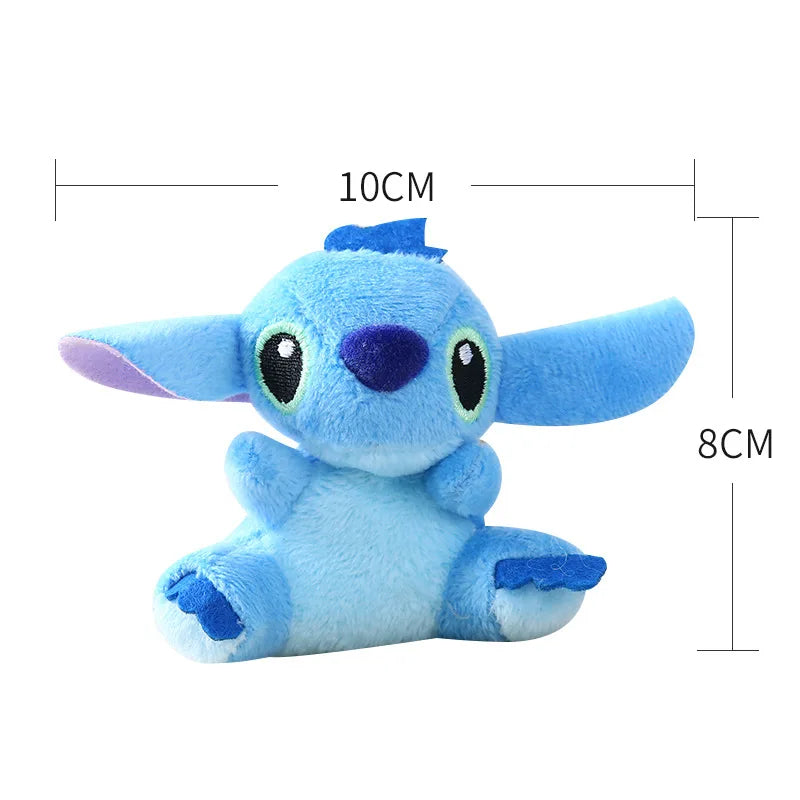 8cm Disney Lilo and Stitch Plush Keychains Stitch Soft Stuffed Toys Doll Backpack Pendants Cartoon Bouquet Accessories Kids Gift