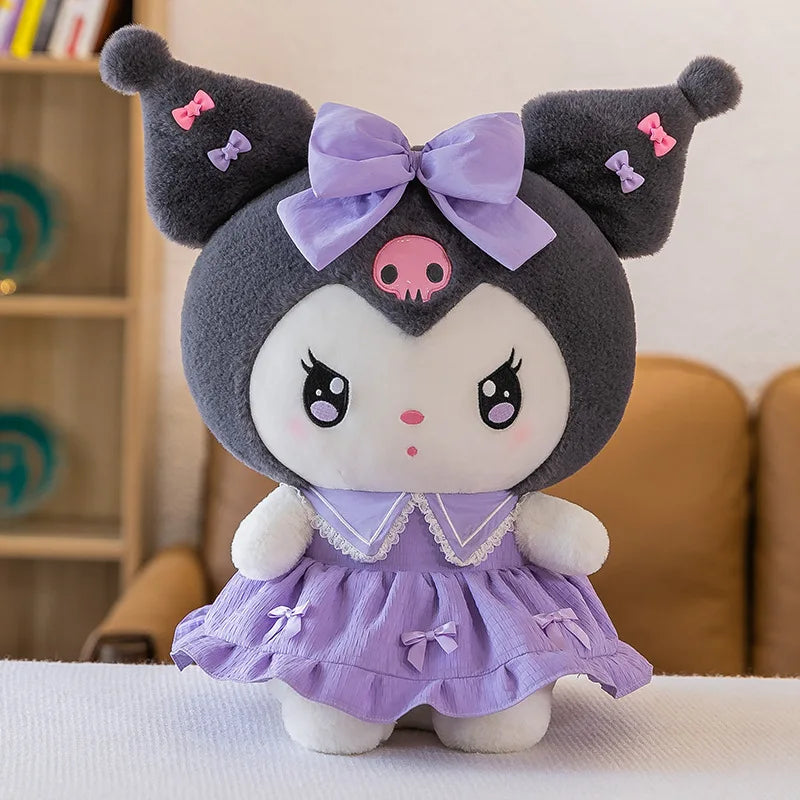 30cm/40cm Cute Melody Doll Kuromi Plush Toy Sanrio Girl Sleeping Bed Cartoon Pillow Gift for Best Friend