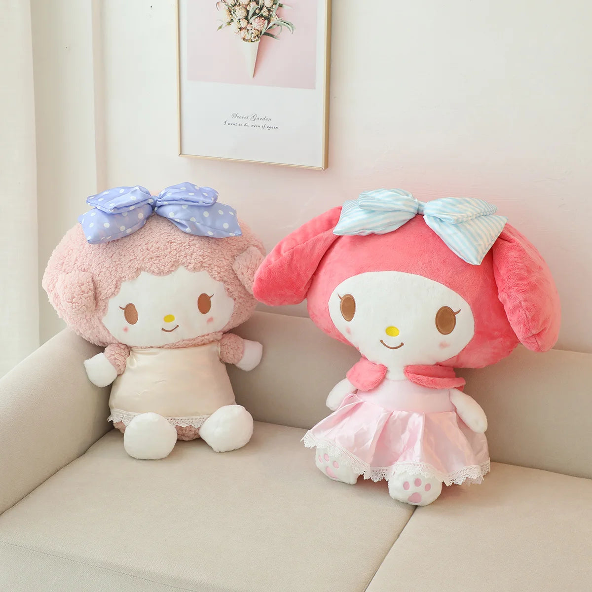 Lovely My Melody Plush Toy Soft Cuddly Stuffed Anime Plushies My Sweet Piano Doll Backpack Japanese Style Throw Pillow Xmas Gift