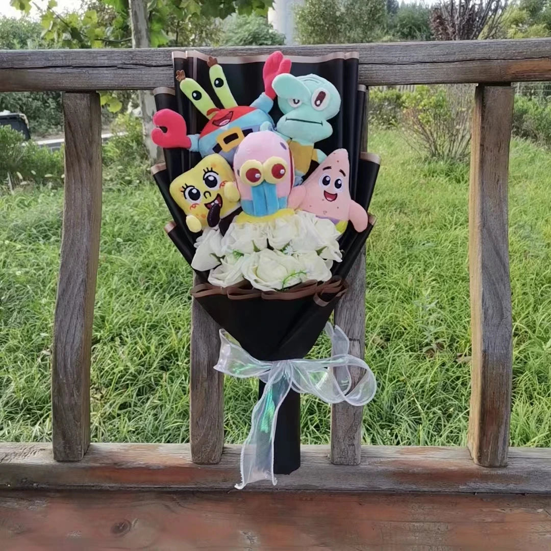 Anime Spongebob Squarepants Patrick Star Squidward Eugene H. Krabs  Plush Bouquet Christmas and Valentine's Day Gifts