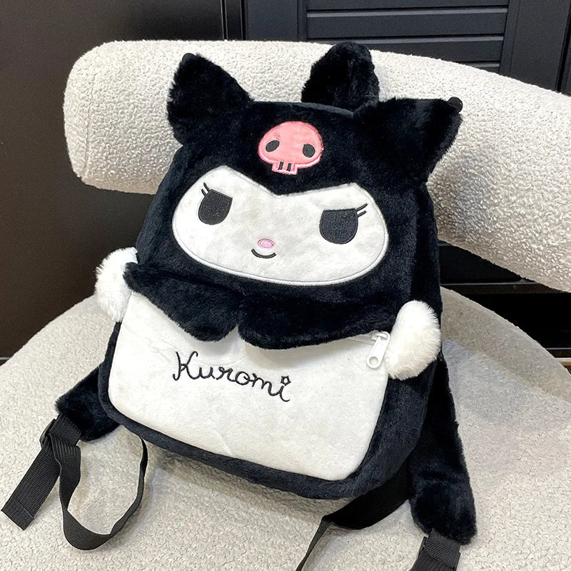 Kawaii Sanrio Hello Kitty Backpack My Melody Kuromi Plush Schoolbag Cartoon Large Capacity Yk2 Fashion Women's Bag Birthday Gift