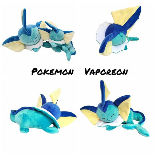 50cm Sleeping Vaporeon Plush Doll Pokemon Eeveelution Eevee Evolution Animal Stuffed Toys Kawaii Kids Collect Toy Birthday Gift