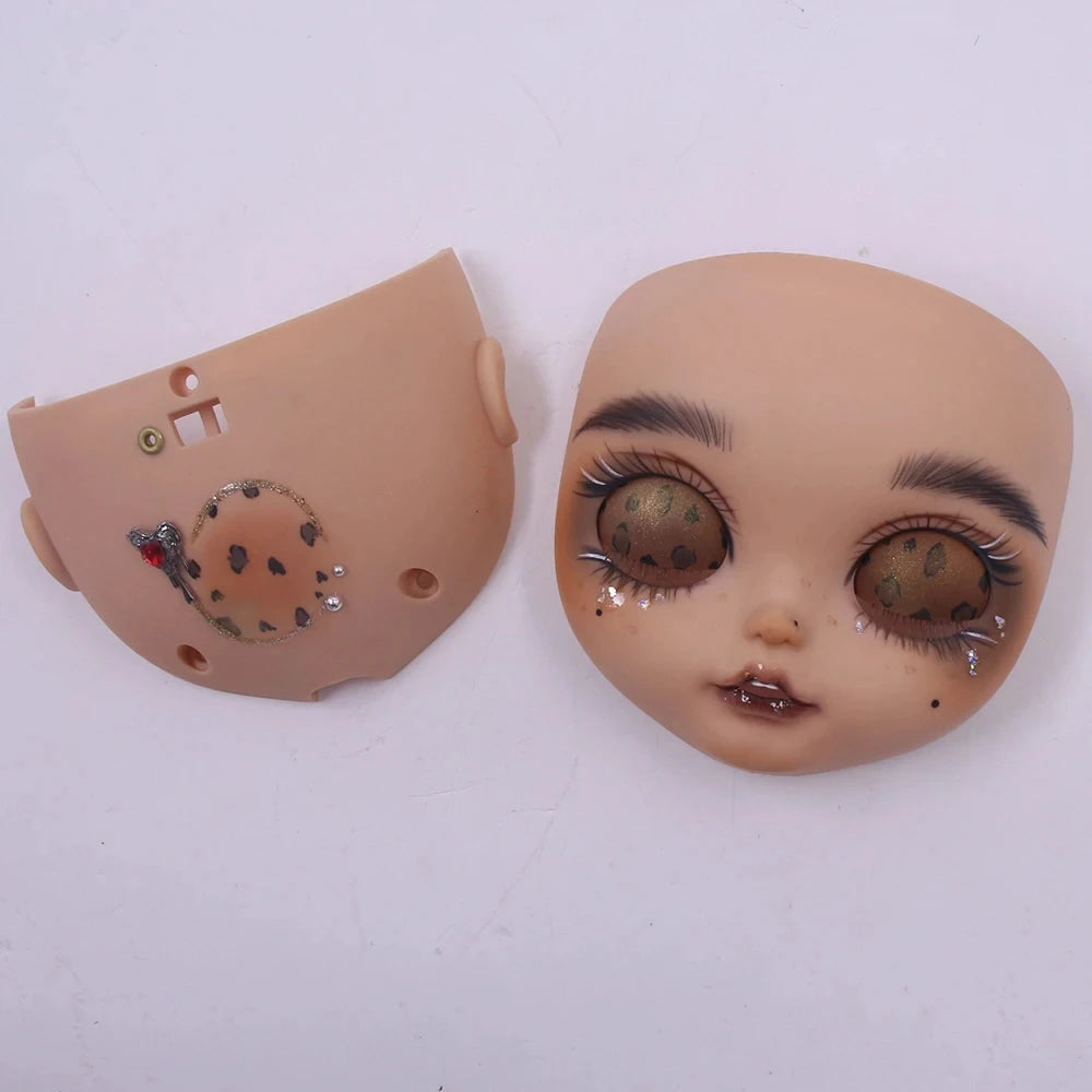 Blyth1/6 doll Hand-painted shell DIY frosted face lip carving eyebrows handmade Ears