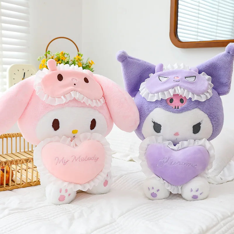 25CM Sanrio Plushies Cute Cartoon Kuromi My Melody Love Stuffed Plush Doll Plush Pillow Room Decoration Children Gifts Toys