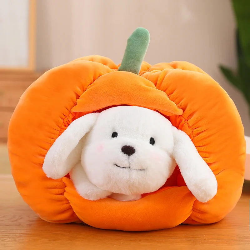 23/30cm Funny Cute Soft Stuffed Animals Dog Cat Hiding In the Pumpkin Nest Dolls Room Pets Peluche Kids Lover Elegant Gift