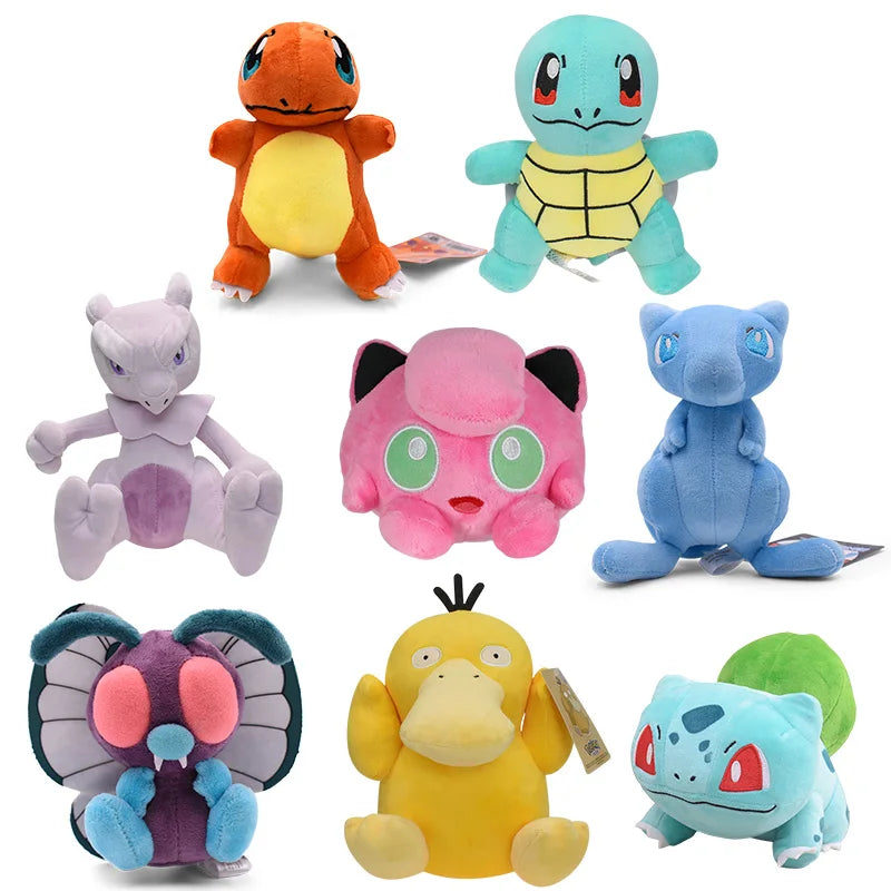 Pokemon Kawaii Plush Toys Mewtwo Psyduck Bulbasaur Charmander Squirtle Anime Doll for Kids Birthday Christmas Cartoon Gift