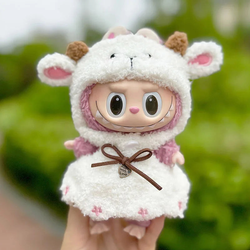 17cm Mini Plush Doll'S Clothes Outfit Accessories for Labubu Clothes Time to chill doll clothes