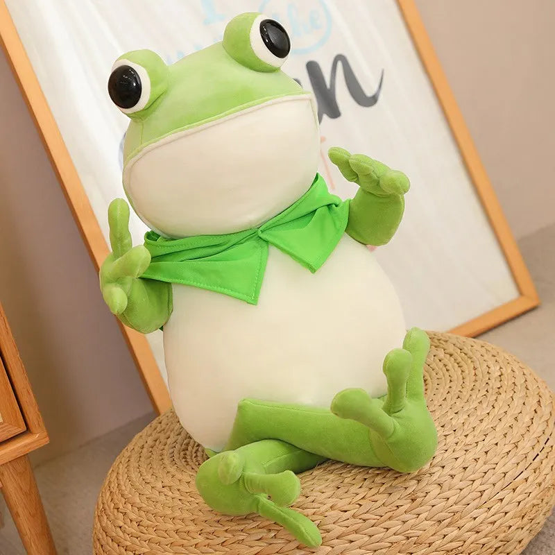 45CM-80CM Cute Cloak Frog Plush Toy Throw Pillow Big Eyes Long Legs Bed Soothing Rag Doll Children Birthday Gift