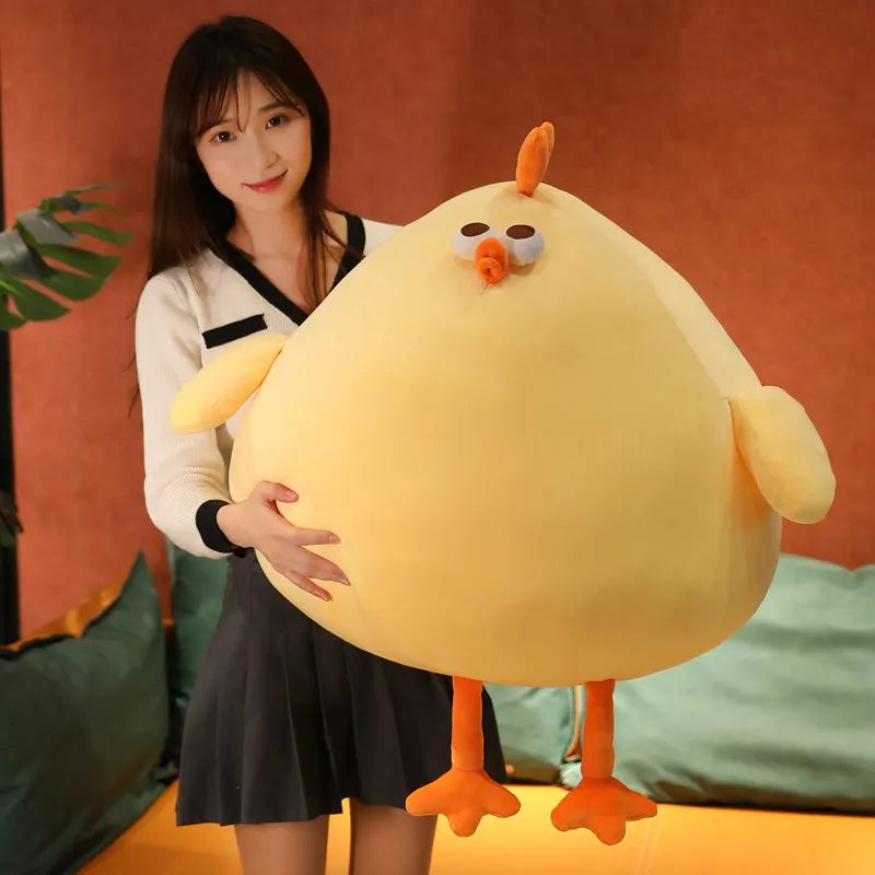 25cm-65cm Fat New Funny Cross Eyes Chick Plush Doll Stuffed Toys for Chicken Rooster Cock Wedding Birthday Gifts