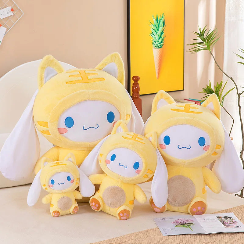 30/45CM Sanrio Cartoon Anime Figure Cute Cinnamoroll Big Eared Dog Plush Cos Tiger Doll Pillow Toys Children Birthday Gift