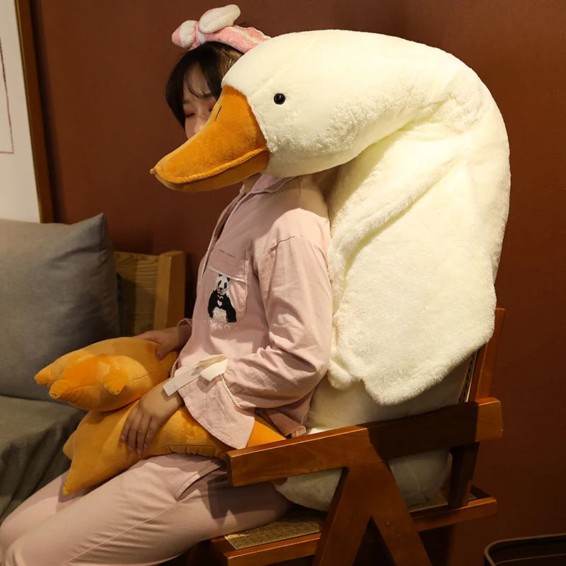 190cm Huge Duck Plush Toys Cute Big Goose Sleeping Pillow Cute Giant Duck Sofa Cushion Soft Stuffed Animal Doll Gift for Kids