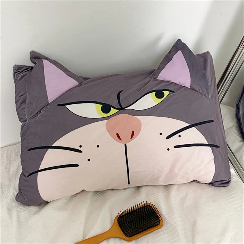 Disney Lucifer Cat Pillowcase Lovely Lucifer Cat Plush Pillow Cover Cute Anime Grey Cat Pillowcase Bed Home Decor Gifts Girl