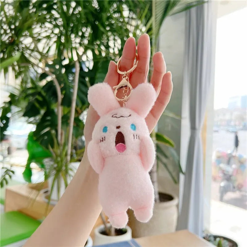 1 Pcs Plush Keychain Cute Doll Refueling Dog Rabbit Small Pendant Random Style Plush Doll