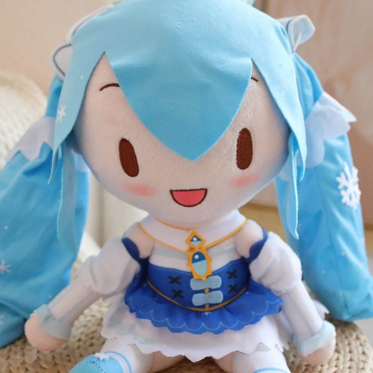 Snow Princess Dress Hatsune Miku Snowflake Crown Plush Toy Limit Plushies Japanese Style Cute Girl Collect Doll Home Decor Gift