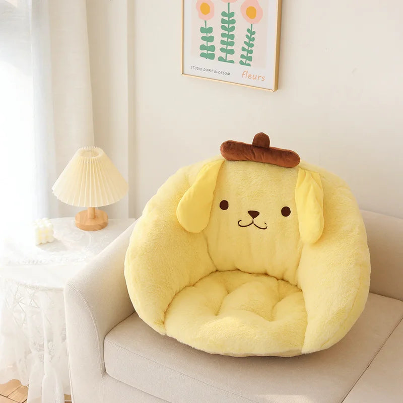 Cute Anime Sanrio My Melody Seat Cushion For Chair Pom Pom Purin Kuromi Back Cushion Comfortable Warm Butt Girly Sitting Cushion