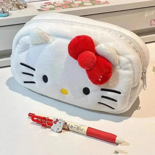 Sanrio Hello Kitty Anime Kawaii Plush Pencil Case Stationery Bag Coin Purse Cosmetic Bag Students School Supplies Storage Bag