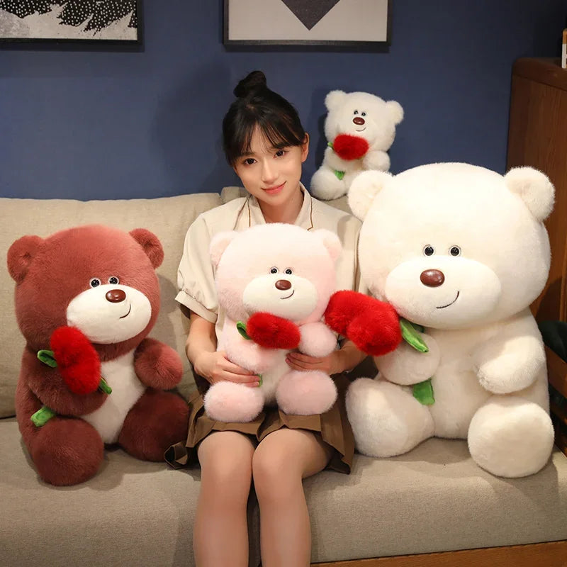 25/35/45CM Cute Bear Holding Heart Plush Toys Stuffed Soft Teddy Pillow Lovely Valentine's Birthday Christmas Gifts