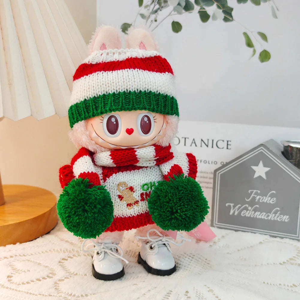 Mini Plush Doll'S Clothes Outfit Accessories For Korea Kpop Exo Labubu Idol V1 V2 Christmas sweater hat cape suit Clothing Gift