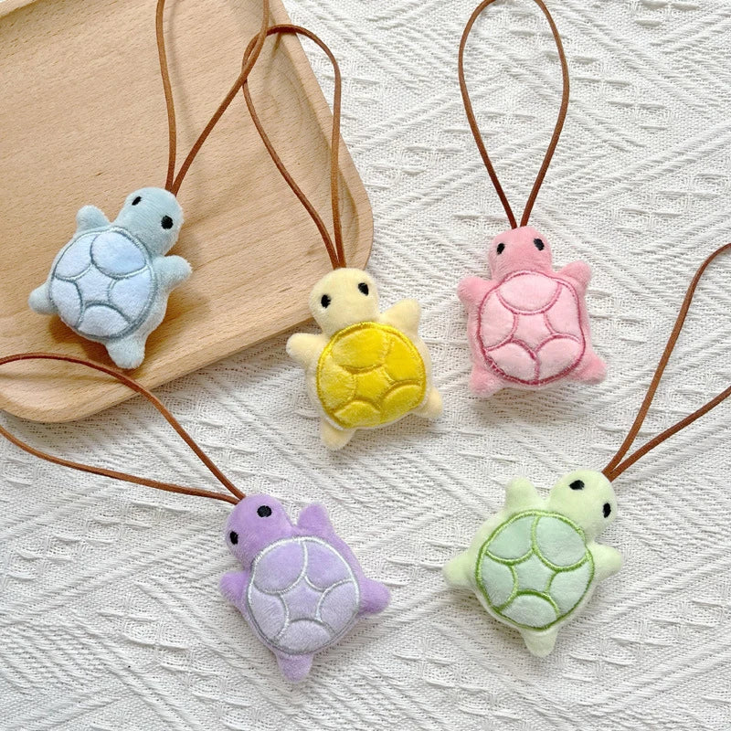 Cute Cartoon Plush Turtle Keychain Kawaii Turtle Doll Unique Design Squeak Knapsack Decor Car Keychain Pendant Accessories