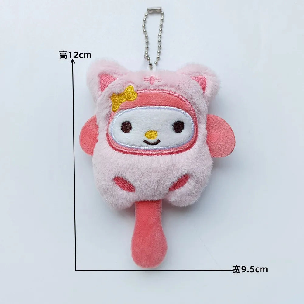 Sanrio Kuromi Cinnamoroll Cross-dressing Cat Doll Keychain My Melody Anime Cartoon Backpack Cute Pendant Children Plush Toys