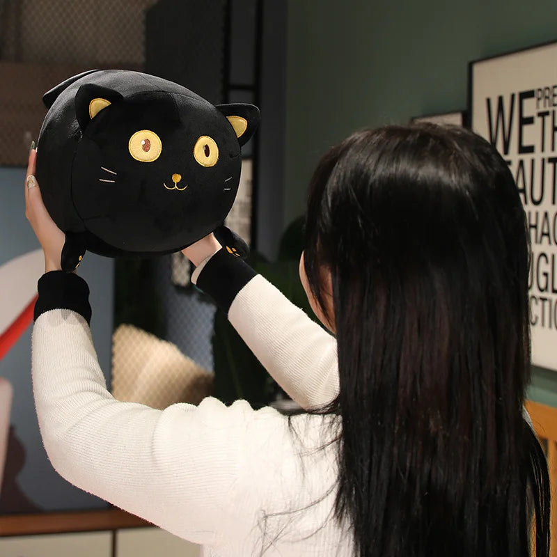 35-70CM Big Eyes black cat Plush Toy Soft Cat Doll Cute Plushie Peluche Kitten Pillow Sofa Cushion For Girls Valentine Day Gift