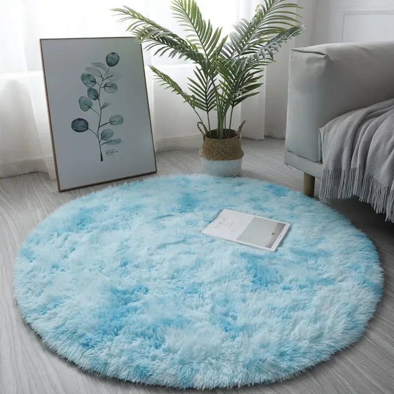 VIKAMA Cute Round Soft Shaggy Dirty Resistant Rug Modern Kids Bedroom Round Rug Plush Baby Room Shaggy Round Carpet