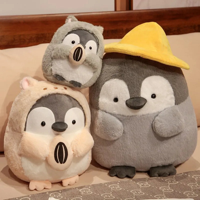 25cm-45cm New Big Cute Penguin With Melon Seeds Plush Doll Cartoon Animal Plush Toys Kawaii Anime Hamster Hat Gift For Girls