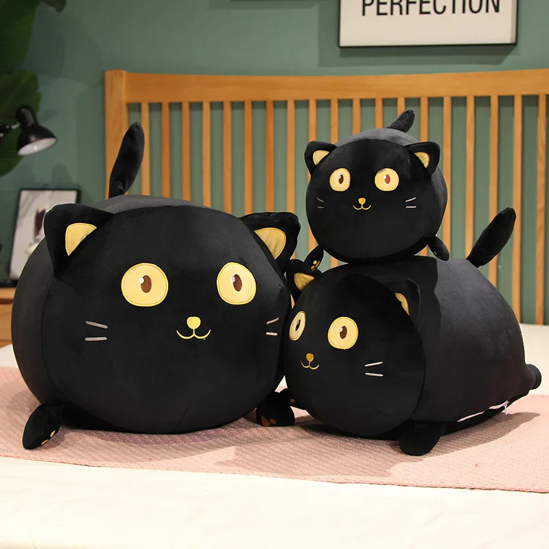 35-70CM Big Eyes black cat Plush Toy Soft Cat Doll Cute Plushie Peluche Kitten Pillow Sofa Cushion For Girls Valentine Day Gift