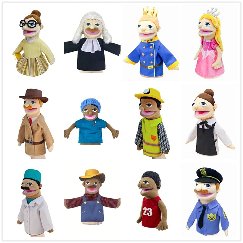 Simulation Cartoon Profession Series Big Hand Puppet Plush Doctor Police Officer Nurse Teacher Job Puppet Ventriloquism Doll