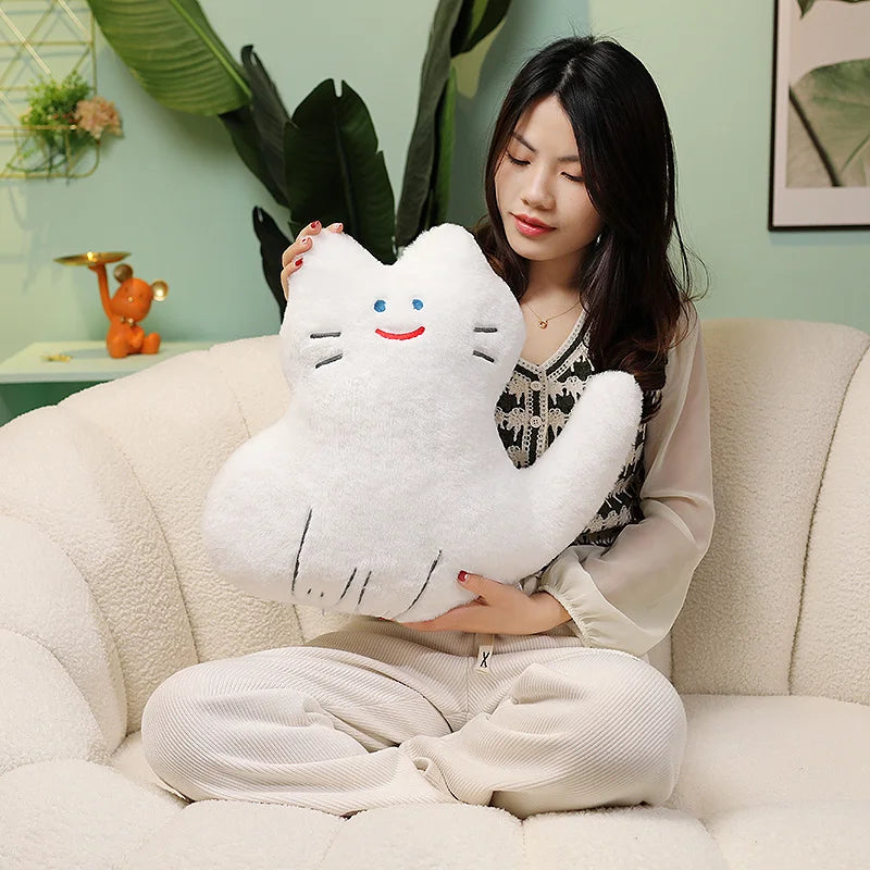 40cm Cartoon Cute Stuffed Biscuits Cats Toys Pillow Super Soft Animals White&Black Smile Cat Dolls Home Sofa Cushion Nice Gift