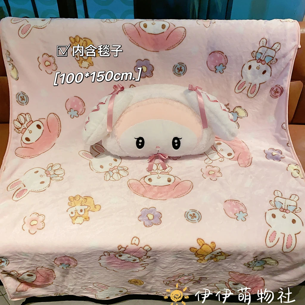 Kawaii Sanrio Lolita Pillow Blanket My Melody Car Pillow Kuromi Seat Belt Cover Stuffed Anime Cuddly Plushies Hello Kitty Toy