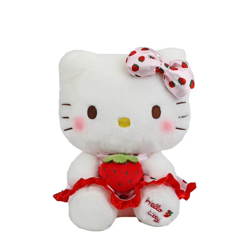 23cm Sanrio Hello Kitty Doll Fruit Strawberry Cat Doll Girls Plush Toy Bedroom Decoration Pillow Cute Cartoon Birthday Gifts