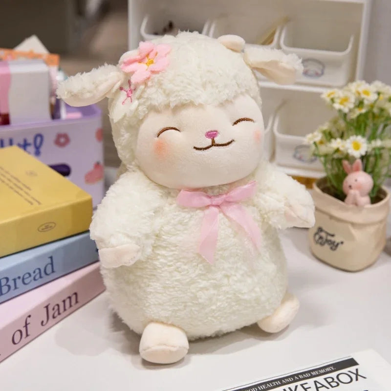 Sweet White Sheep Lam Hold Tulip Flower Soft Stuffed Hug Doll Plush Toy Kid Girl Birthday Christmas Gift