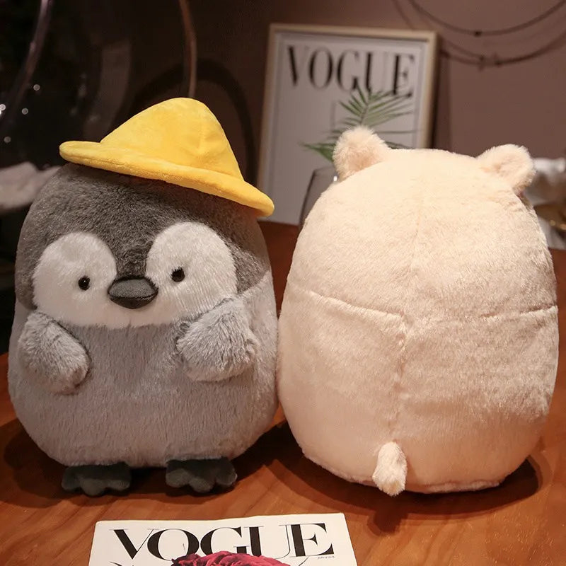 25cm-45cm New Big Cute Penguin With Melon Seeds Plush Doll Cartoon Animal Plush Toys Kawaii Anime Hamster Hat Gift For Girls