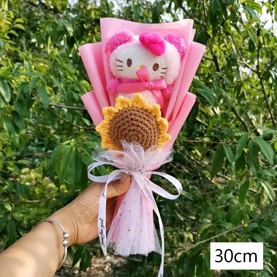 Sanrio Kuromi My Melody Cinnamoroll Hello Kitty  Plush Sunflower Bouquet Gift Valentine's Day Graduation Xmas Girl Friend  Gifts