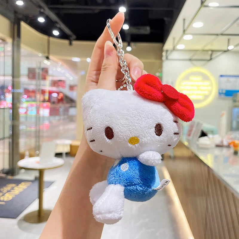 Sanrio Plush Keychain Hello Kitty Melody Cinnamoroll Pompompurin Stuffed Soft Doll Key Ring Plushies Bag Pendant Gift Kids Toys