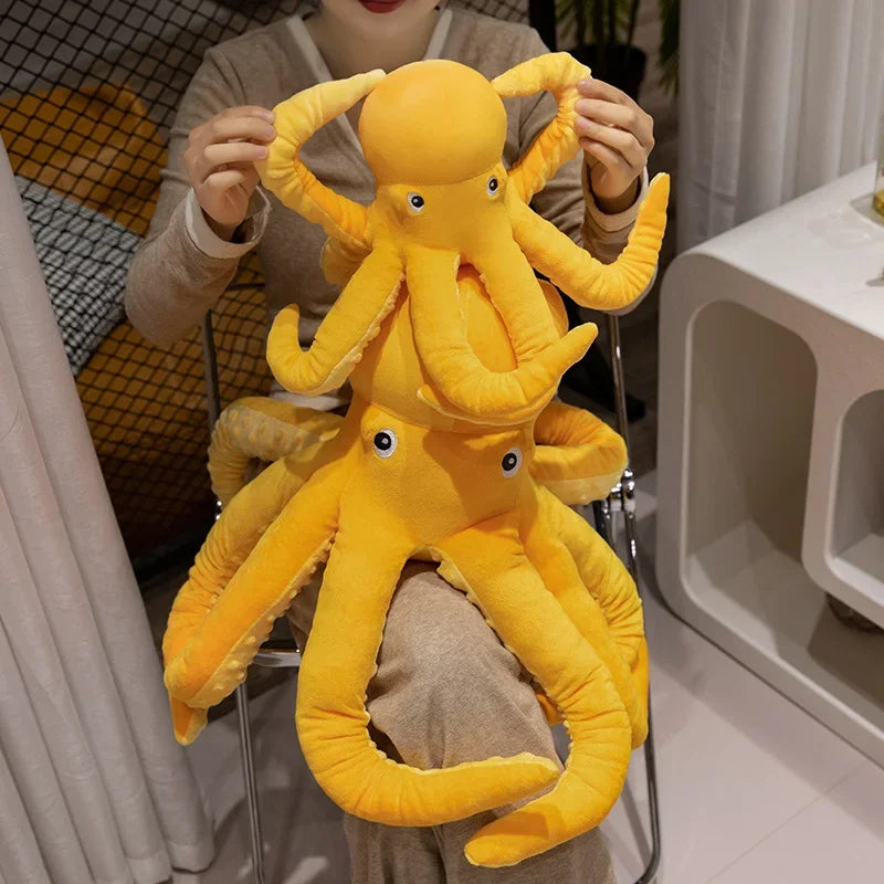 30/40/50CM Simulation Yellow Octopus Plush Toy Lifelike Stuffed Animals Plushies Doll Cartoon Soft Pillow Xmas Birthday Gift