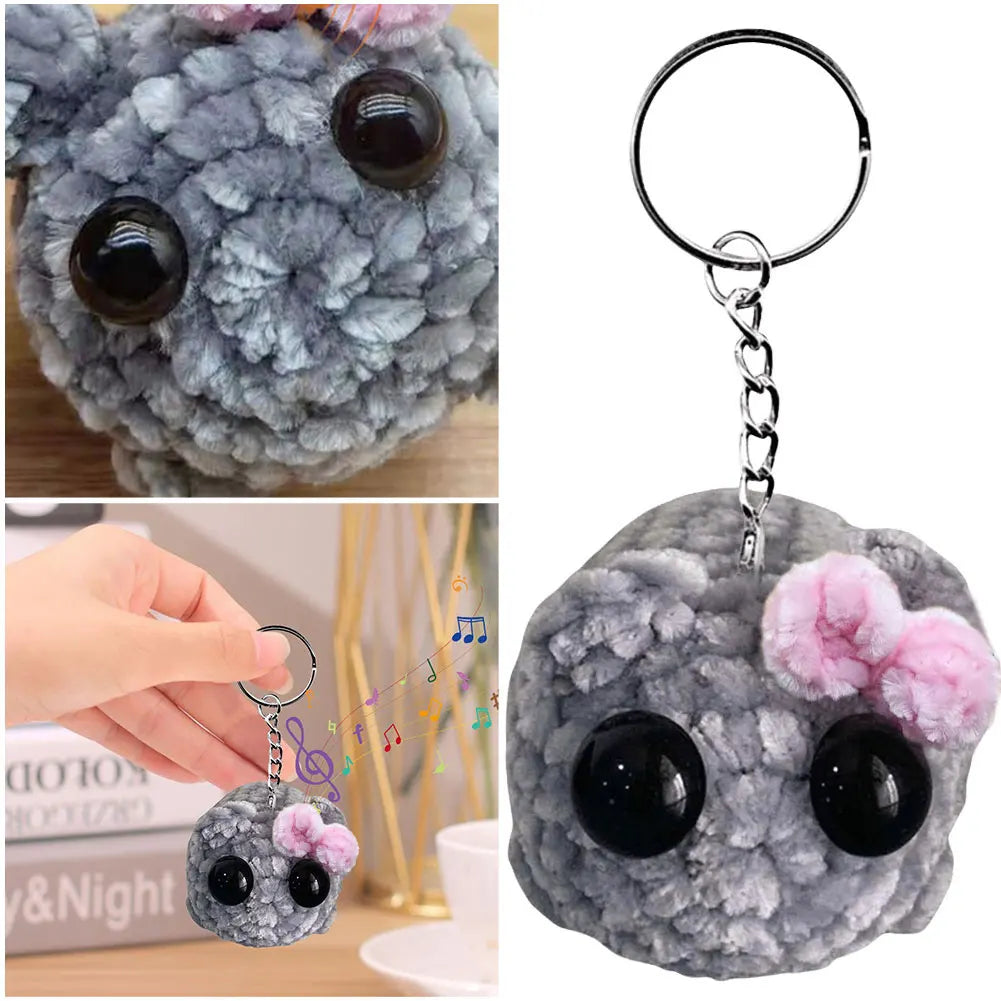 Sad Hamster Meme Sound Music Plush Toy Cute Sad Hamster Meme Keychain Crochet Plush Sad Hamster Meme Key Rings Pendant Keychain