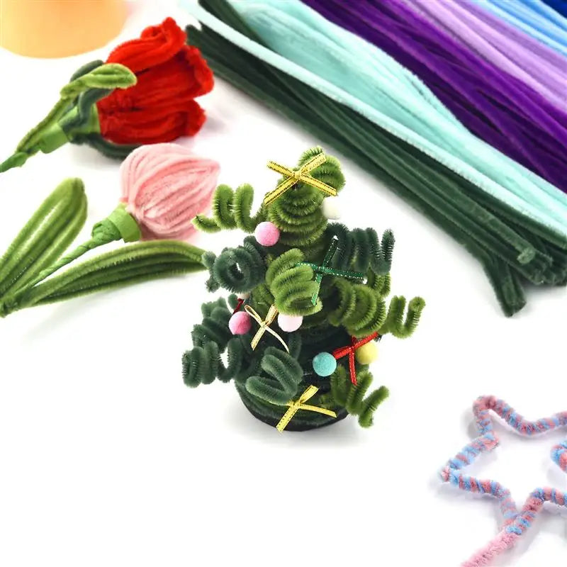 Plush Stick 100pcs Twisting Bar Chenille Stems Wire Pipe Kids Toys DIY Children Educational Toy Creative Handmade Craft Supplies