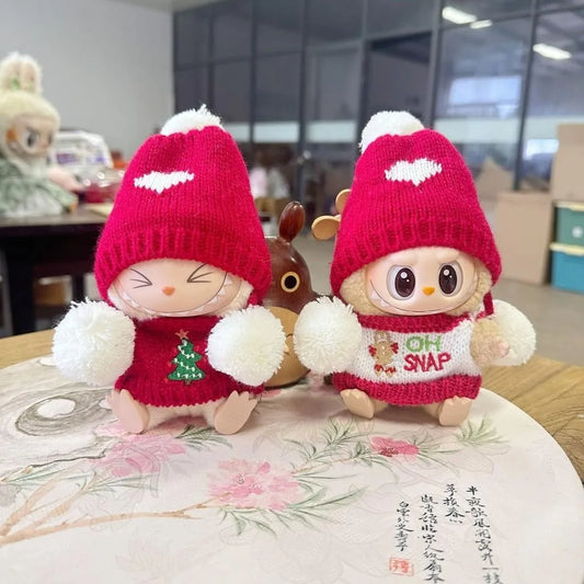 For Labubu cloth for Christmas Doll Clothes Color Match Hoodies Dolls Accessories Cute Christmas Decoration