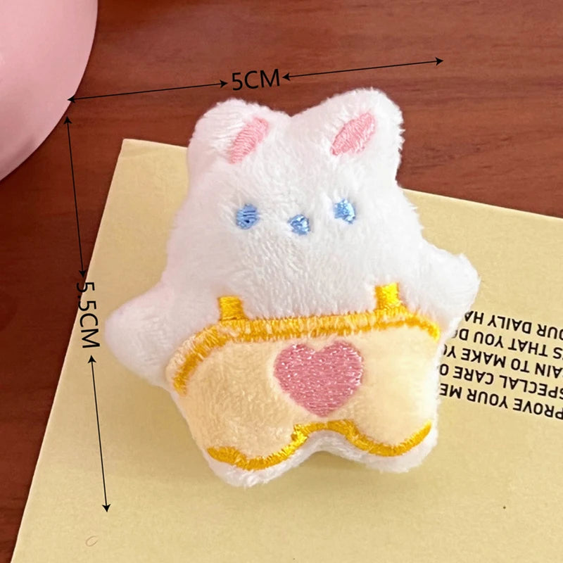 Cute Plush Doll Brooches Cartoon Bunny Bear Brooch Pin Clothing Backpack Decoration Jewelry Gifts For Girls Children