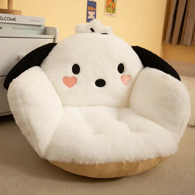 Aoger Big Size Cute Cinnamoroll Plush Half Surrounded Black Kuromi Cushion Backrest Dormitory Office Non-Slip Chair Cushion