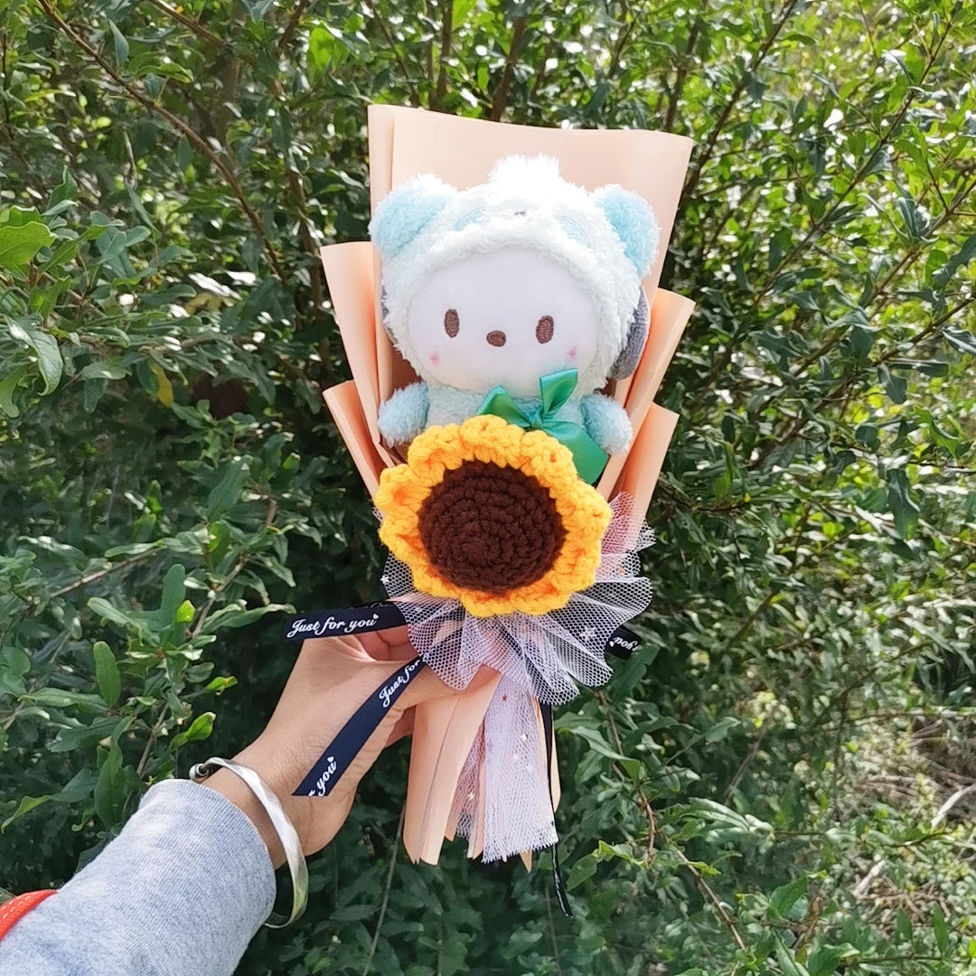 Sanrio Kuromi My Melody Cinnamoroll Hello Kitty  Plush Sunflower Bouquet Gift Valentine's Day Graduation Xmas Girl Friend  Gifts