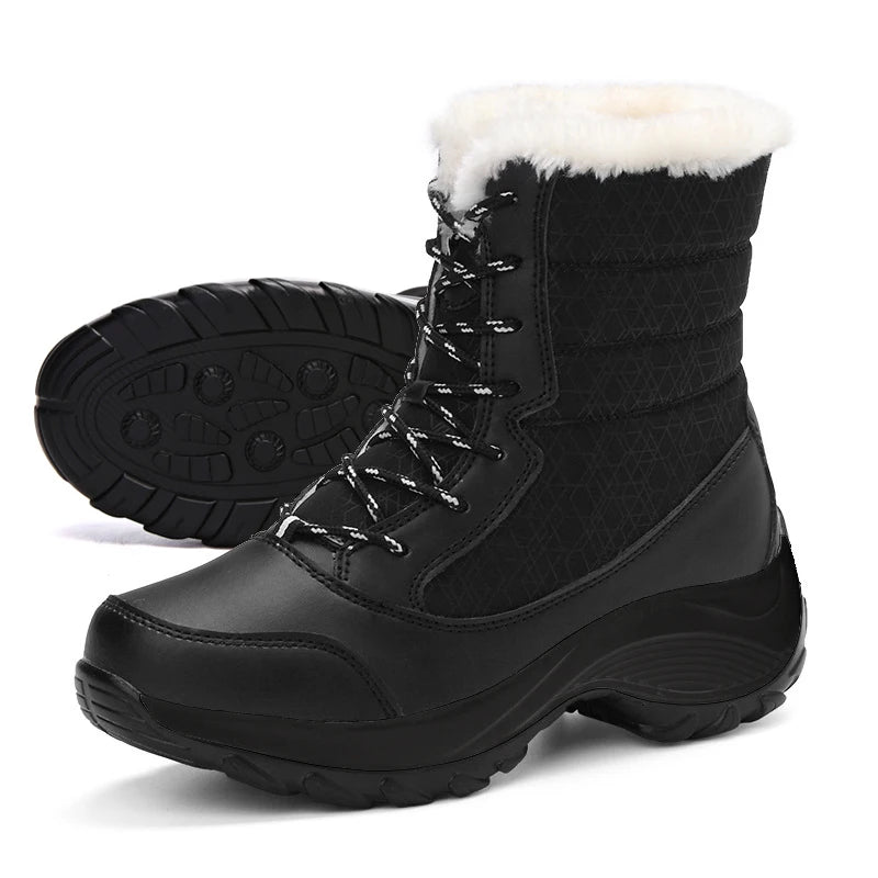 Snow Boots Women Platform Boots Non-slip Women Winter Shoes Fur Warm Ankle Boots for Women Wedges Waterproof Thigh High Boots