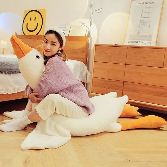 50-190cm Goose Stuffed Plush Cute Fluffy White Goose Plush Toy Kawaii Duck Sleep Pillow Cushion Soft Stuffed Animal Doll Gift