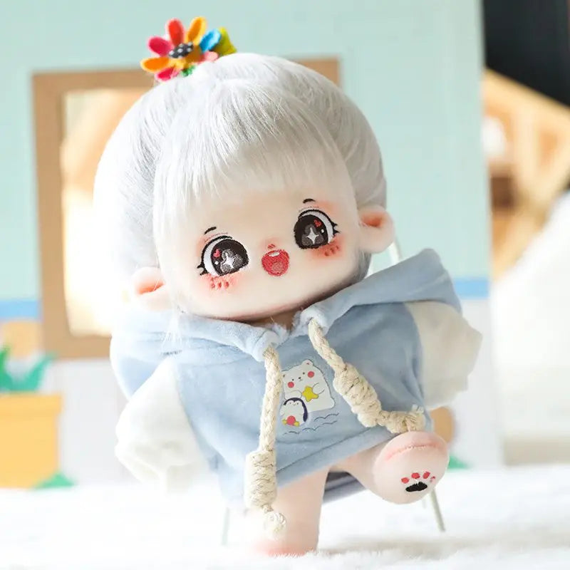 20cm No Attribute Ace of Spades Cotton Doll with Skeleton Silver Hair DIY Doll Plush Human Doll Figure Doll Collection Gift